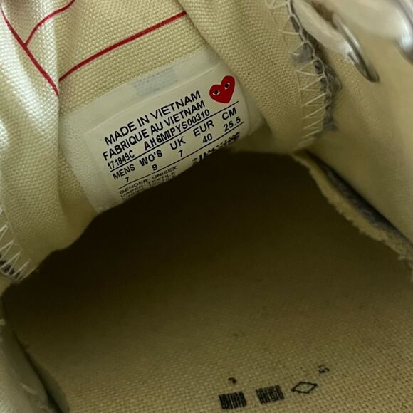 COMME DES GARÇONS PLAY CONVERSE CHUCK TAYLOR LOW GREY 9 - Picture 10 of 12